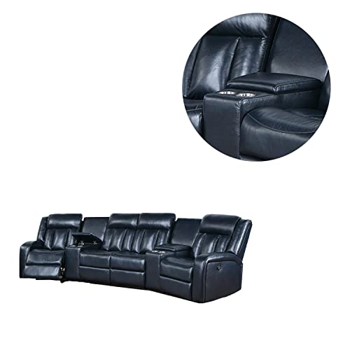 Grey Leatherette Power Sectional with Cup Holders N4100