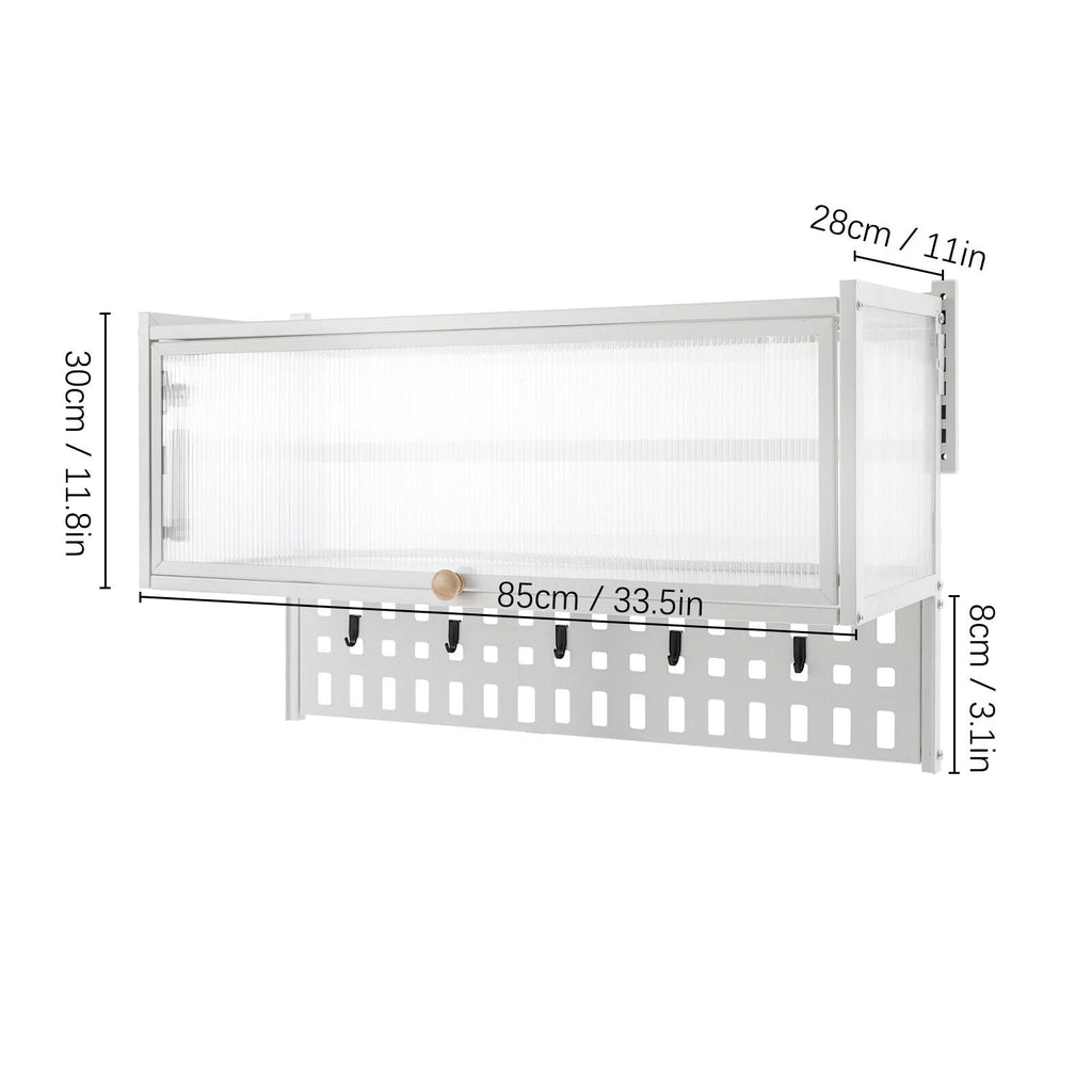 Wall-Mounted Cabinet with Storage Shelf White Translucent F6989