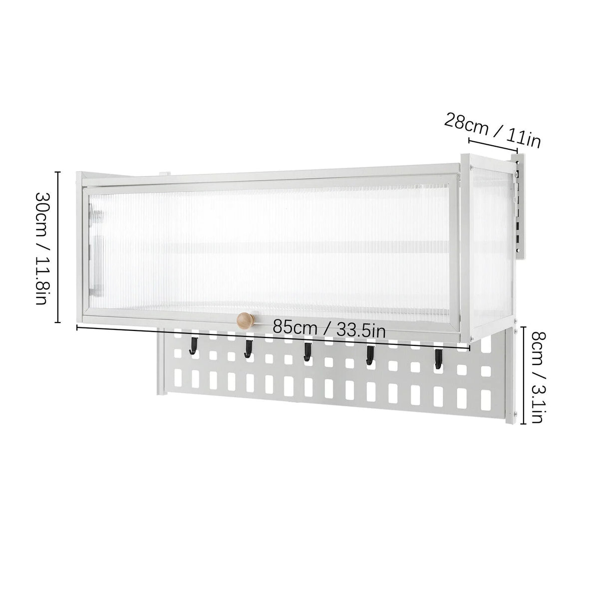 Wall-Mounted Cabinet with Storage Shelf White Translucent F6989