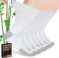 6 Pairs Crew Diabetic Socks White Large H766320