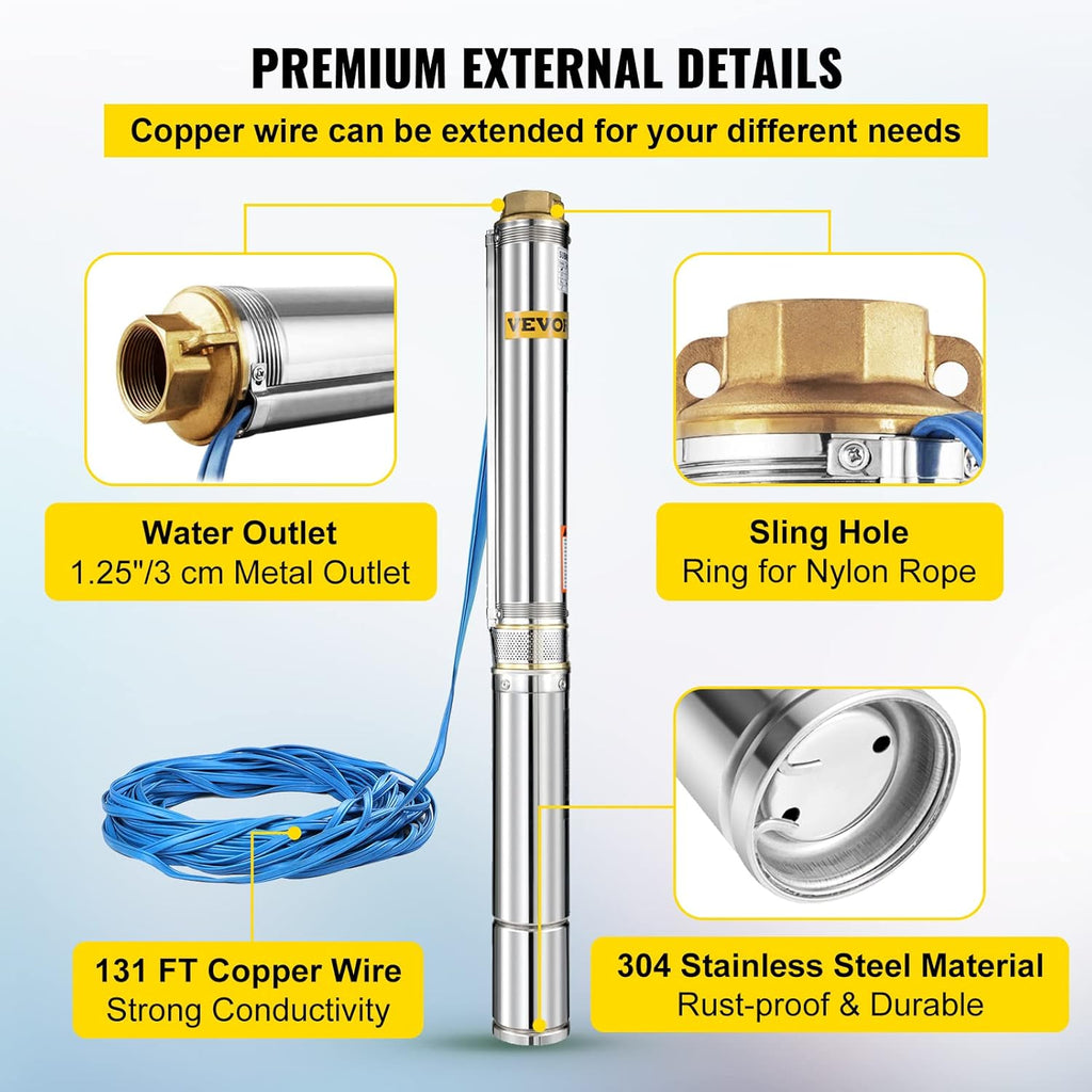 1.5 HP 220V Stainless Steel Submersible Well Pump N316645