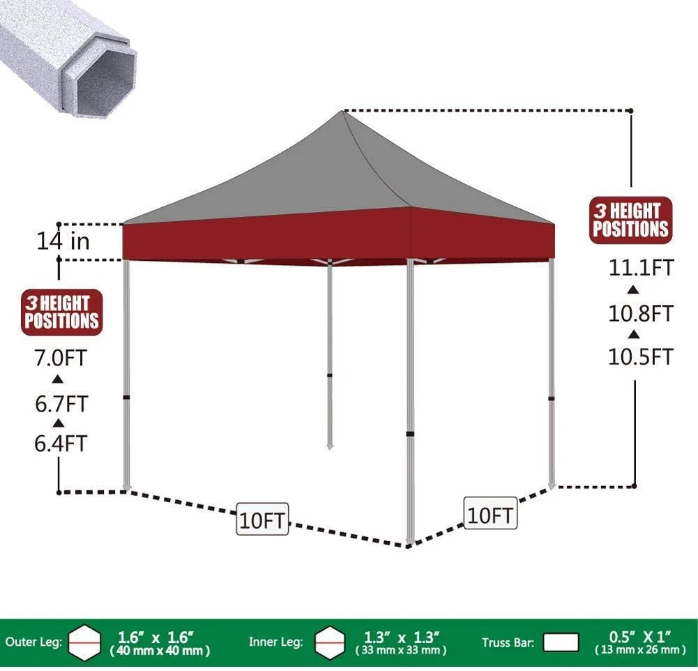 10x10 Pergolas with Canopy Outdoor Gazebo with Heavy Duty Wheeled Carry Bag I191