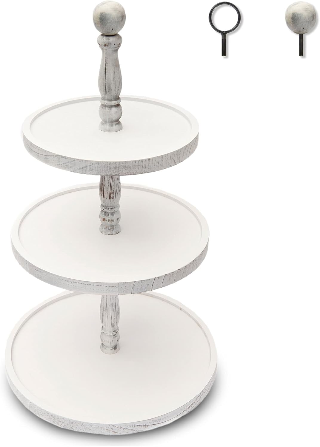 White Rustic 3 Tier Wood Tray I970