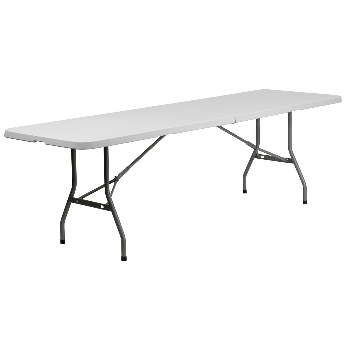 8-Foot Bi-Fold Granite White Plastic Folding Table with Carrying Handle I846
