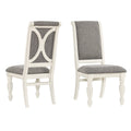 Antique White Solid Wood Upholstered Dining Chairs, Set of 2 L60768