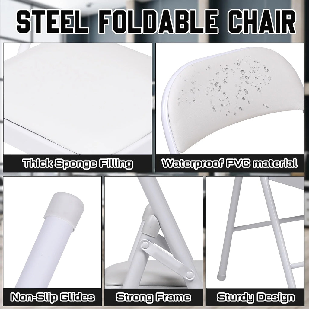 White Folding Metal Stool 6 Pack X705162