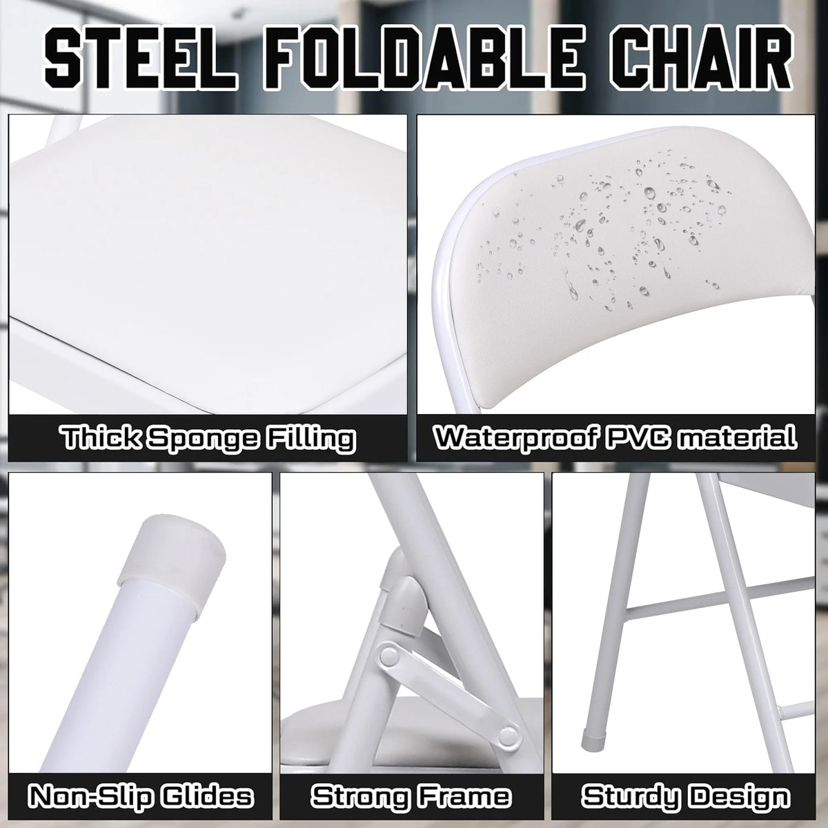 White Folding Metal Stool 6 Pack X705162
