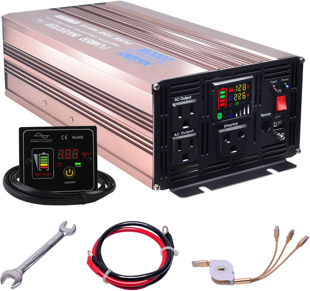 4000 Watts Pure Sine Wave Power Inverter DC to AC Converter with Remote Control and LED Display S152