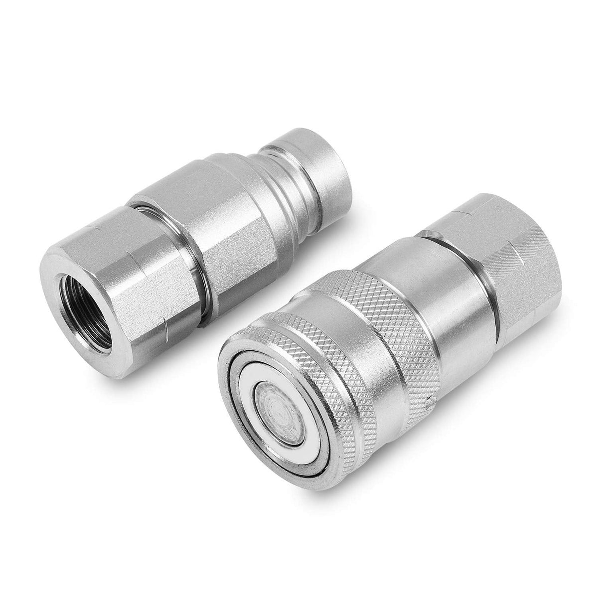 1/2" NPT Flat Face Hydraulic Quick Connect Couplers Set with Dust Caps B83664