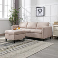 Beige L-Shape Convertible Sectional Sofa with Storage Ottoman I125364