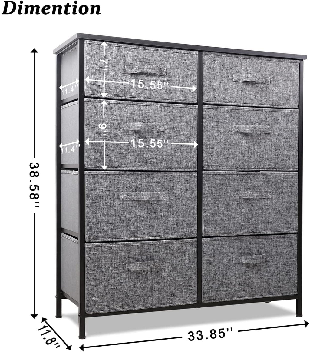 Grey 8 Drawer Dresser T4994