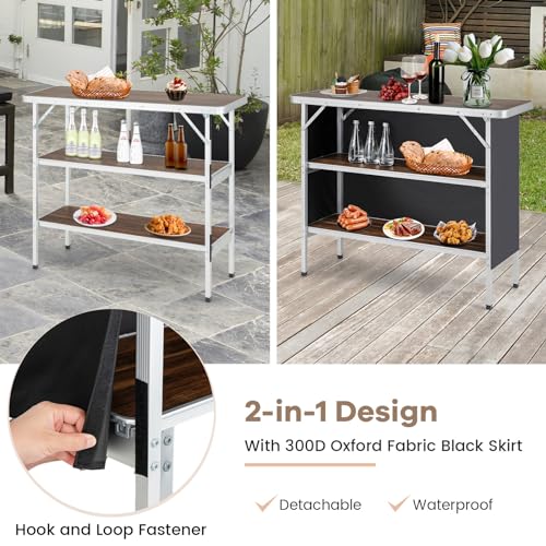 Brown Portable Bar Table with Carrying Bag O4928