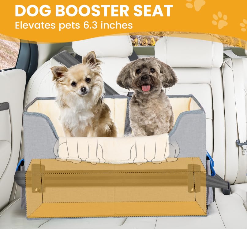 Elevated Dog Booster Seat Pet Travel Carrier Bed with Adjustable Straps Q646719