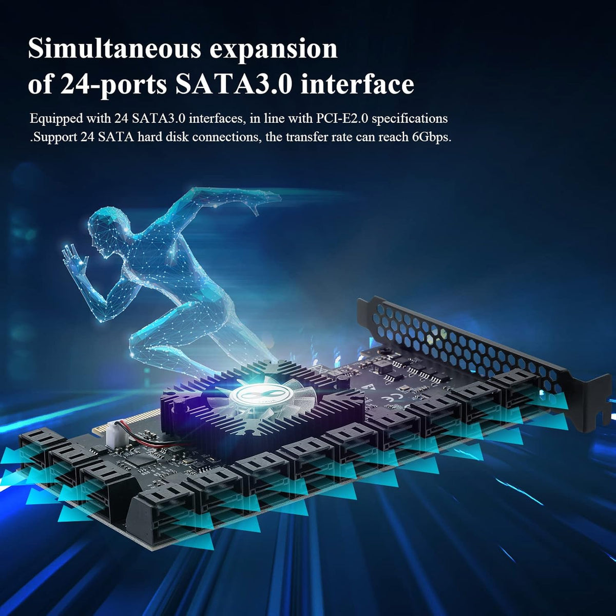 PCIE 16X SATA Card 24 Ports, 6 Gbit/s SATA 3.0 PCIe Card G982670