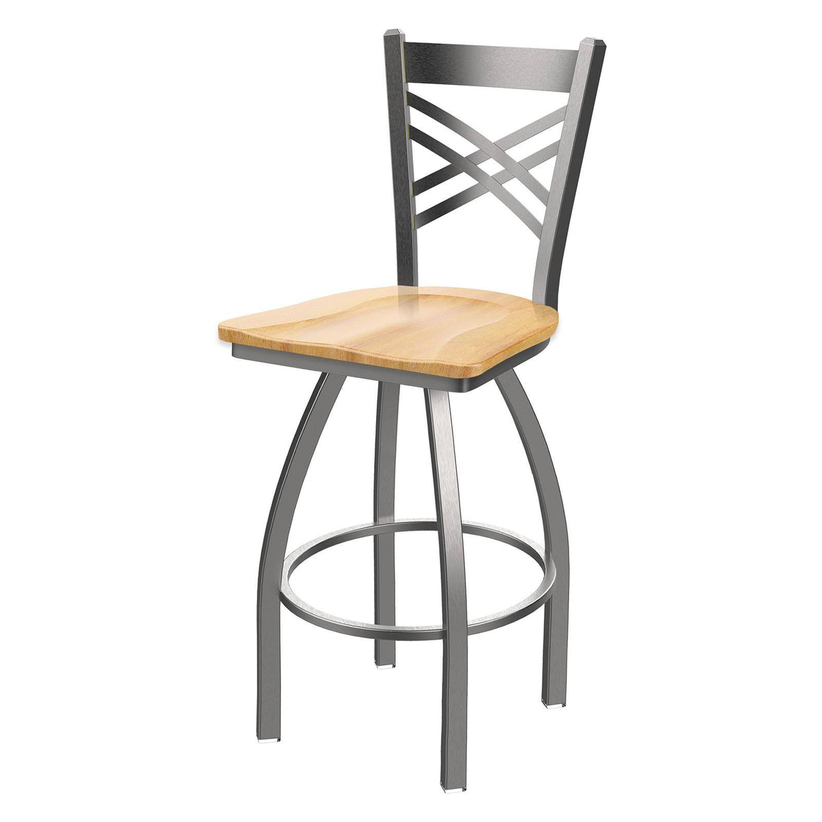 Swivel Bar Stool with Black Wrinkle Finish and Natural Maple Seat R12347