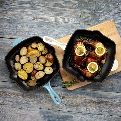 Enameled Cast Iron Square Griddle Grill Pan, 11-Inch, Cream O3050