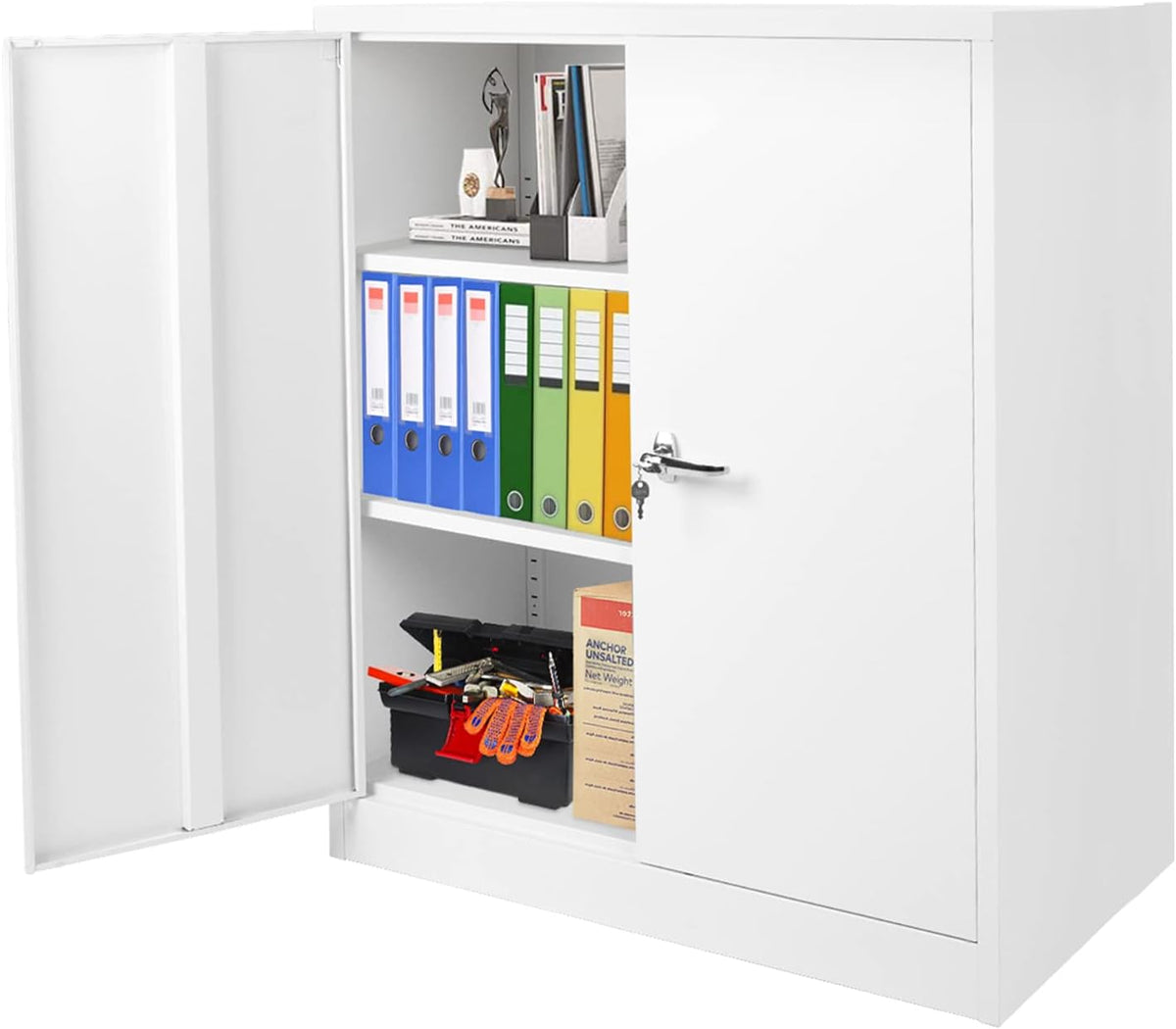 Metal Locking Steel Storage Cabinet 42” with Adjustable Shelves I46423