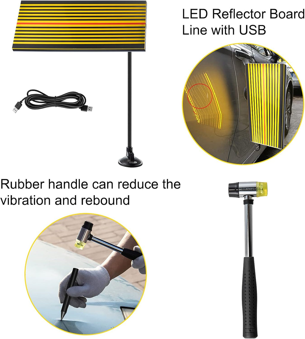74 PCS Paintless Dent Repair Kit with LED Baffle Board L44807
