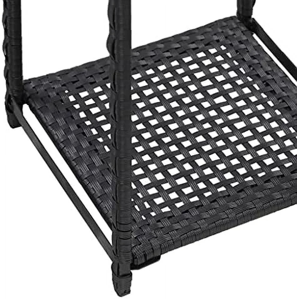 Black Standing Bookshelves Display Rack 11.8"x11.8"x35.4" Poly Rattan P7764