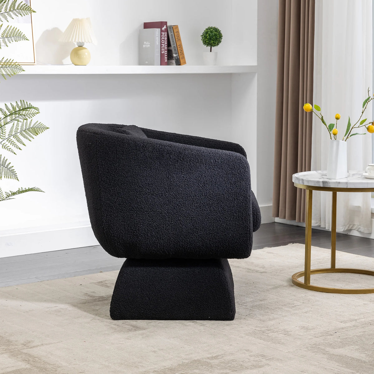 Boucle Swivel Accent Chair with Pillow D73257
