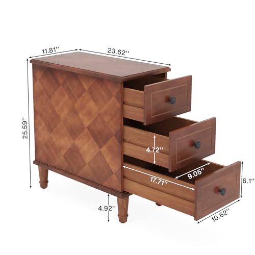 Brown 3 Drawer Narrow End Table P3230