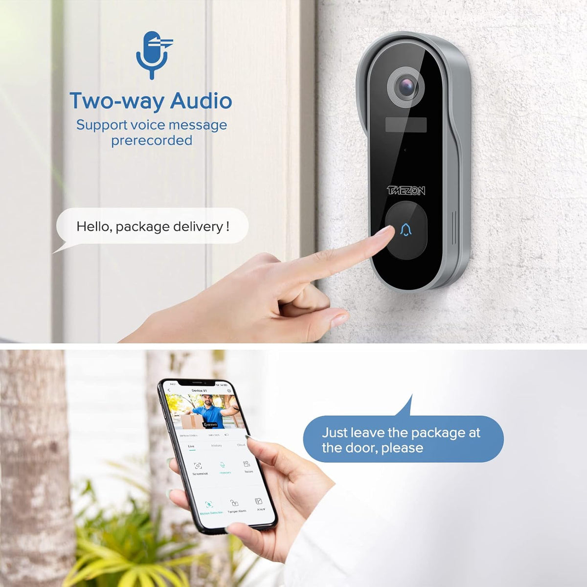 1080P HD WiFi Wireless Video Doorbell Camera with Chime U300
