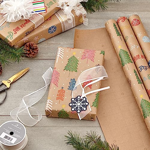 Brown Kraft Christmas Wrapping Paper Rolls (Pack of 3: 90 sq. ft. ttl) A341210
