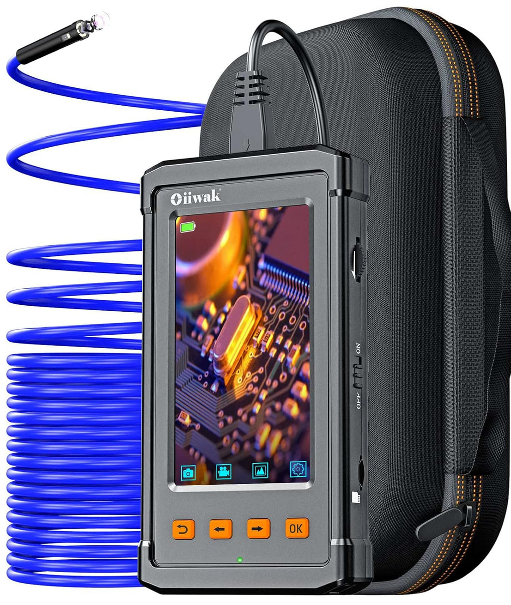 33FT Dual Lens Industrial Endoscope Camera with 7 LED Lights 4.3 IPS Screen IP68 Waterproof Probe D82243