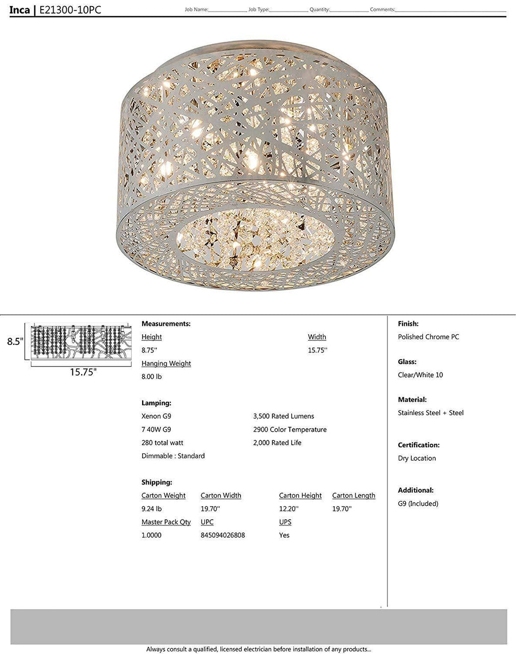 7-Light LED Flush Mount Polished Chrome P8600