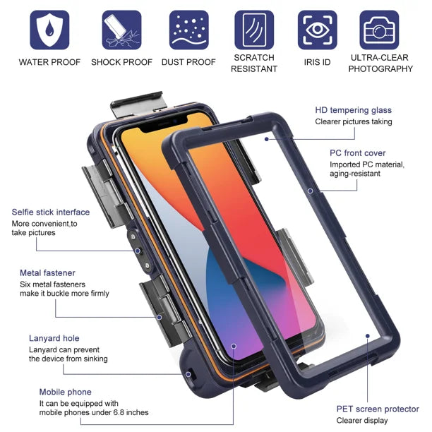 Waterproof Protective Case for Phones Up to 6.9 Inch with Lanyard H249959