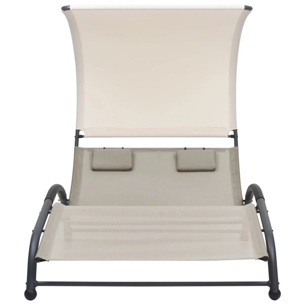 Double Sun Lounger with Canopy Textilene W7847