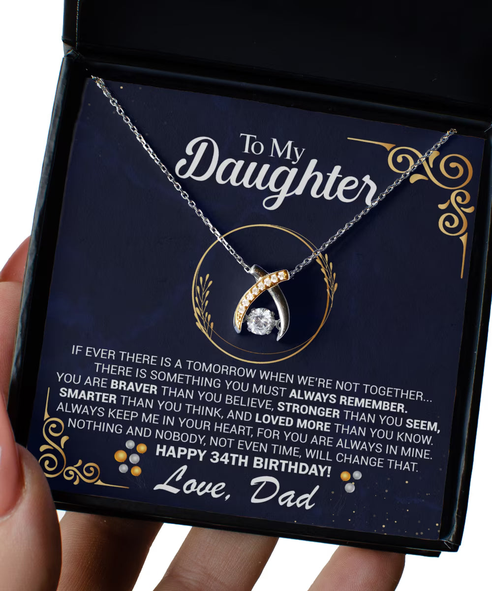 Daughter's 34th Birthday Wishbone Dancing Necklace Gift T127184