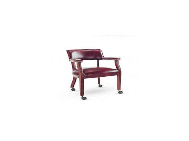 Guest Arm Chair with Casters, Mahogany/Oxblood J2331