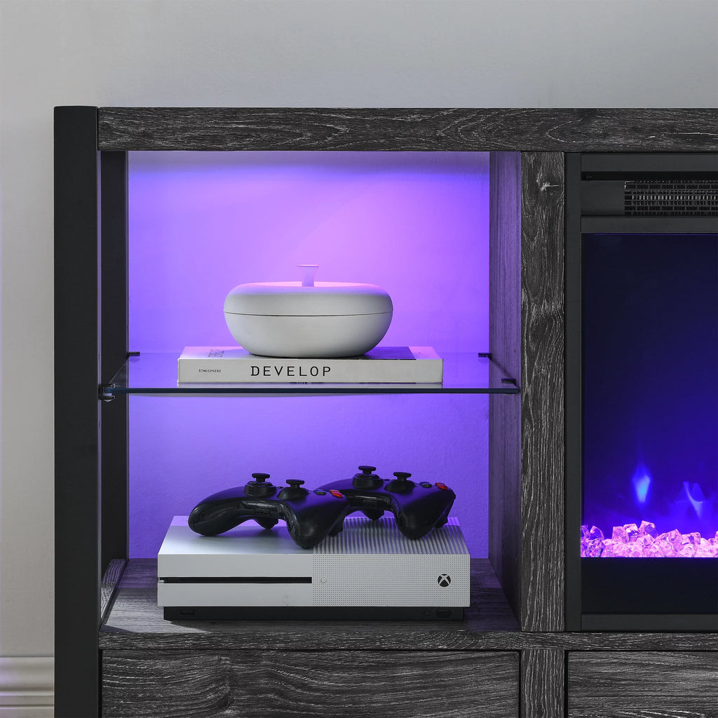 60 Inch Electric Fireplace Media TV Stand with LED Lights Z1639