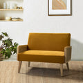 43" Solid Wood Upholstered Loveseat with Rattan Arms S8002