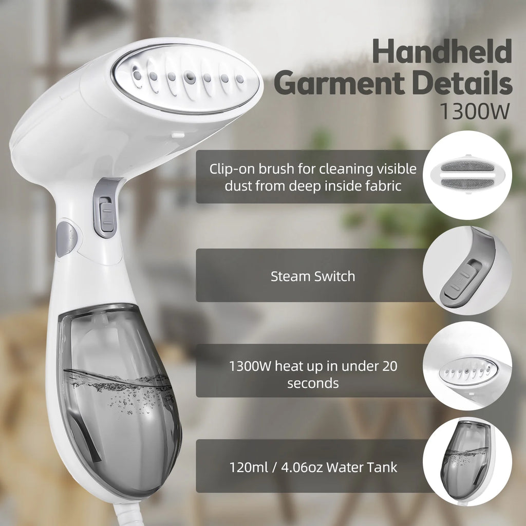 Handheld Garment Steamer 1300W Portable Fabric E89683