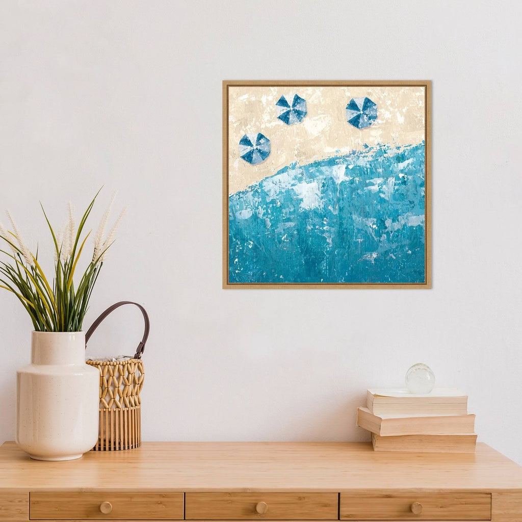 Beach Days Framed Canvas Wall Decor, Brown, 16x16 D461