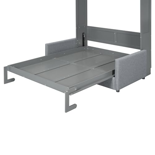 Full Size Grey Murphy Bed with Loveseat Sofa D413
