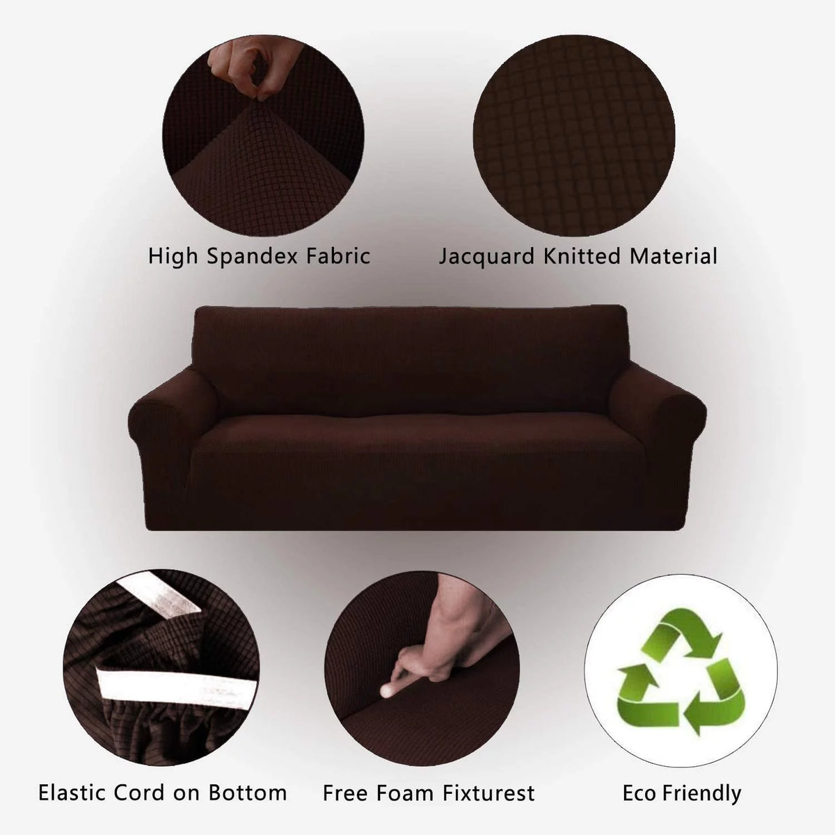 3-Piece Brushed Polyester Spandex SlipCover Set for Sofa Loveseat Couch Arm Chair I8639