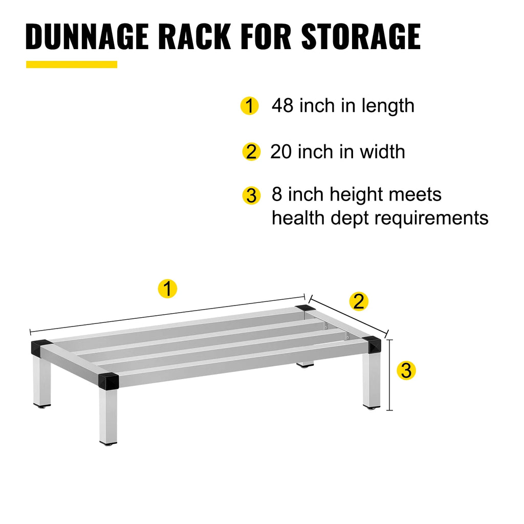 Aluminum Dunnage Rack, 48" x 20", 1500lbs Capacity Storage Rack O6871