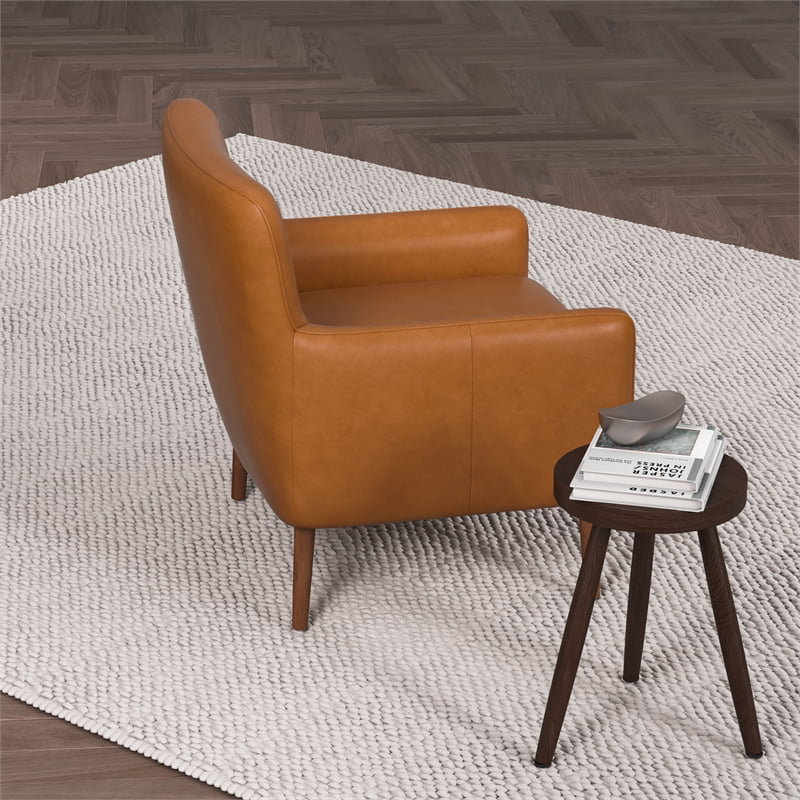 Tan Leather Tufted Accent Armchair Y17350