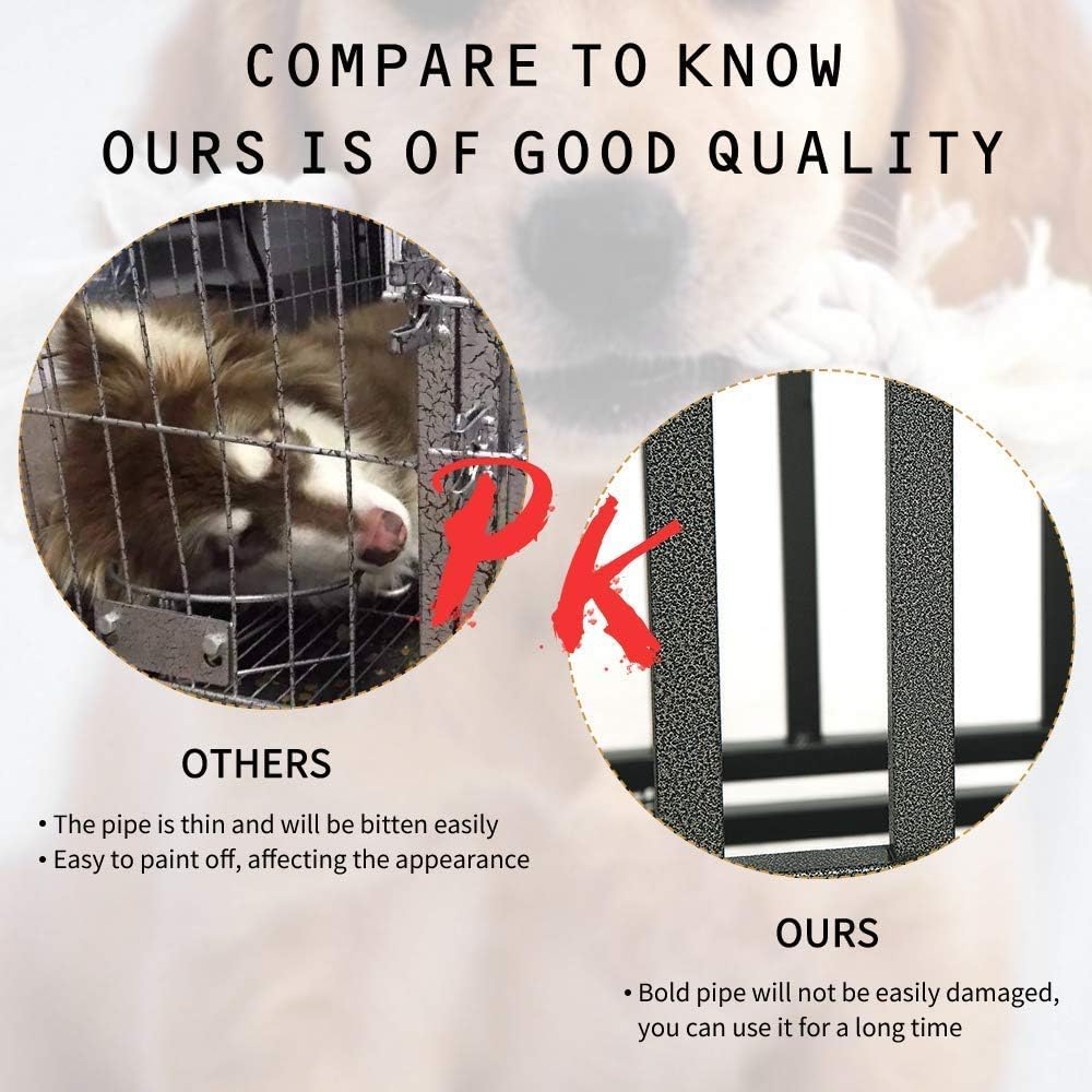 38 Heavy Duty Metal Dog Crate with Double Doors and Wheels, Black C9592