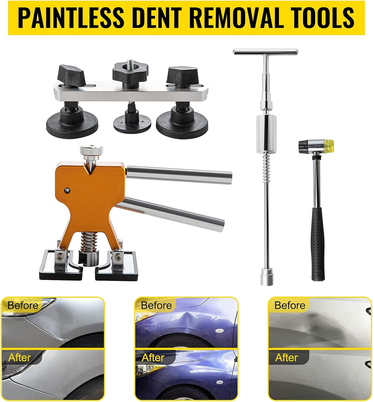 74 PCS Paintless Dent Repair Kit with LED Baffle Board L44807