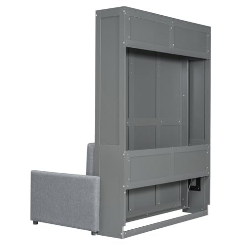 Full Size Grey Murphy Bed with Loveseat Sofa D413
