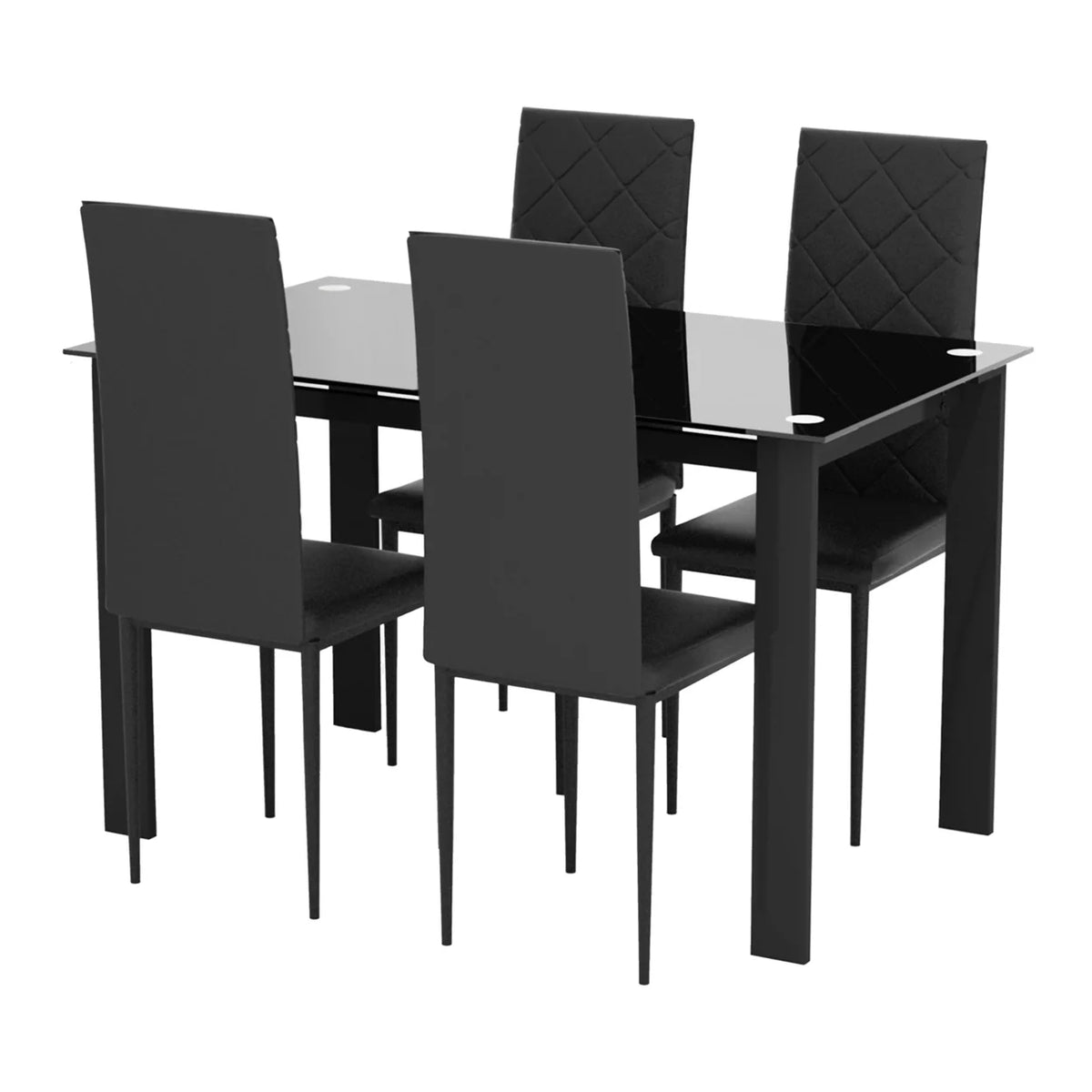 Black Glass Top Metal Frame Dining Table Z734876
