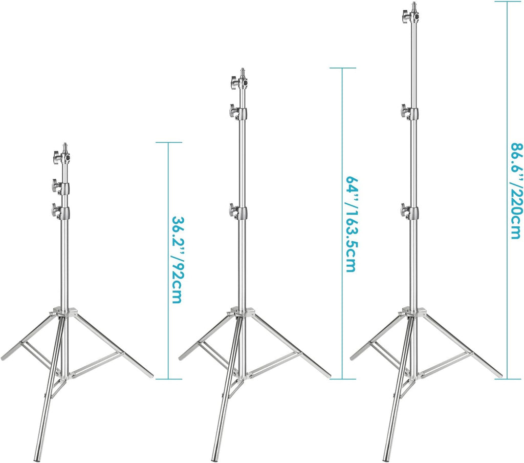Stainless Steel Light Stand Silver 79 inches Foldable Heavy Duty Stand Pack of 2 U7138