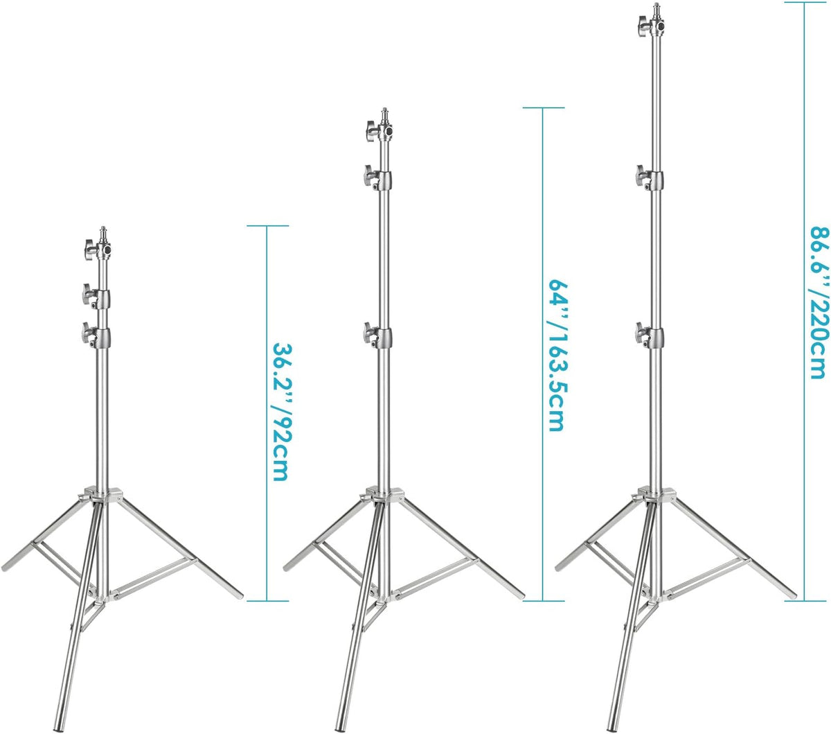 Stainless Steel Light Stand Silver 79 inches Foldable Heavy Duty Stand Pack of 2 U7138