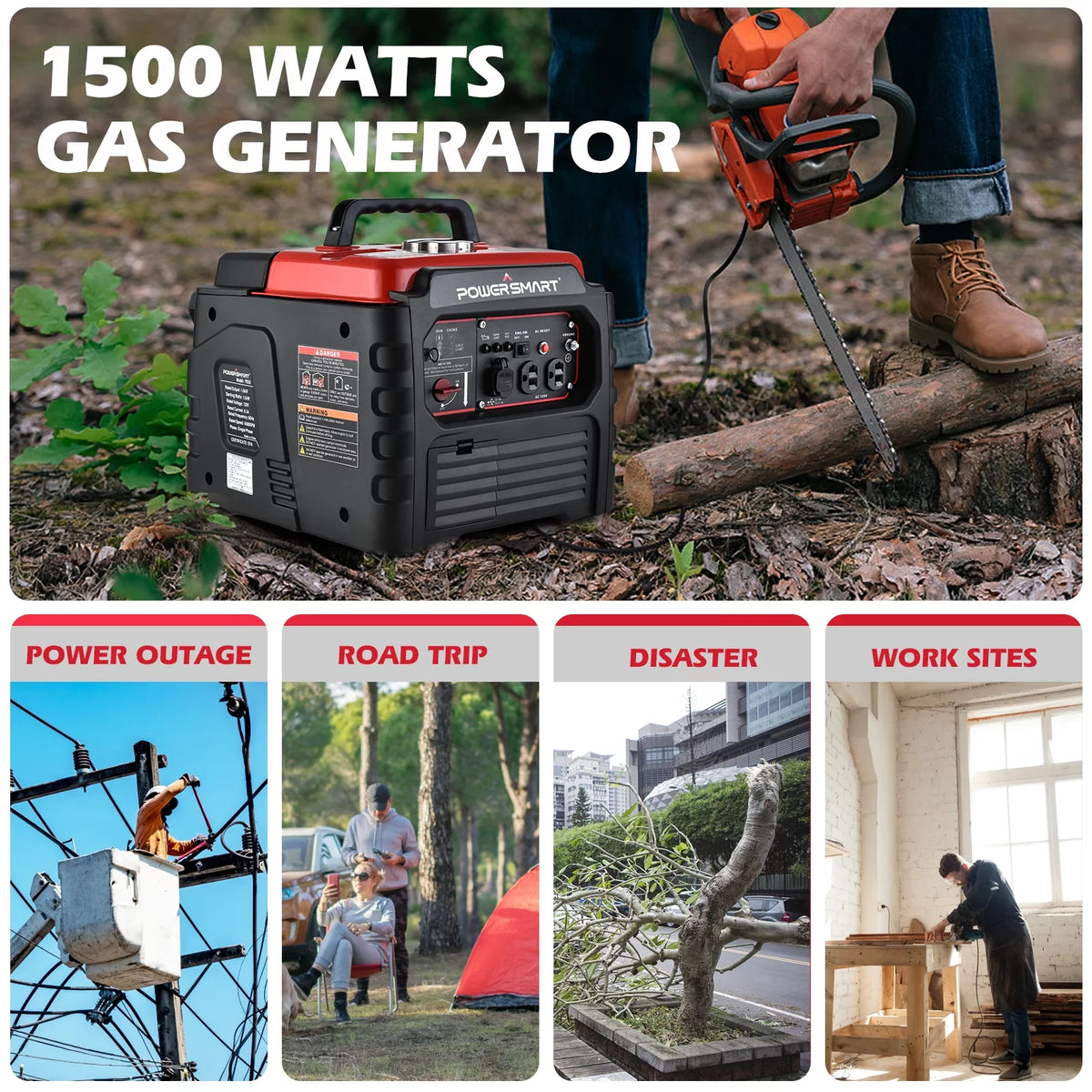 1500 Watt Portable Gas Power Inverter Generator E5054
