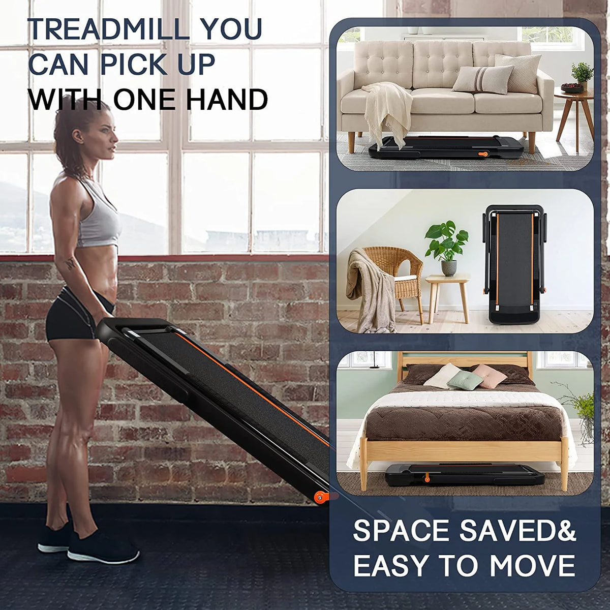 2 in 1 Foldable Electric Walking Pad Treadmill W153