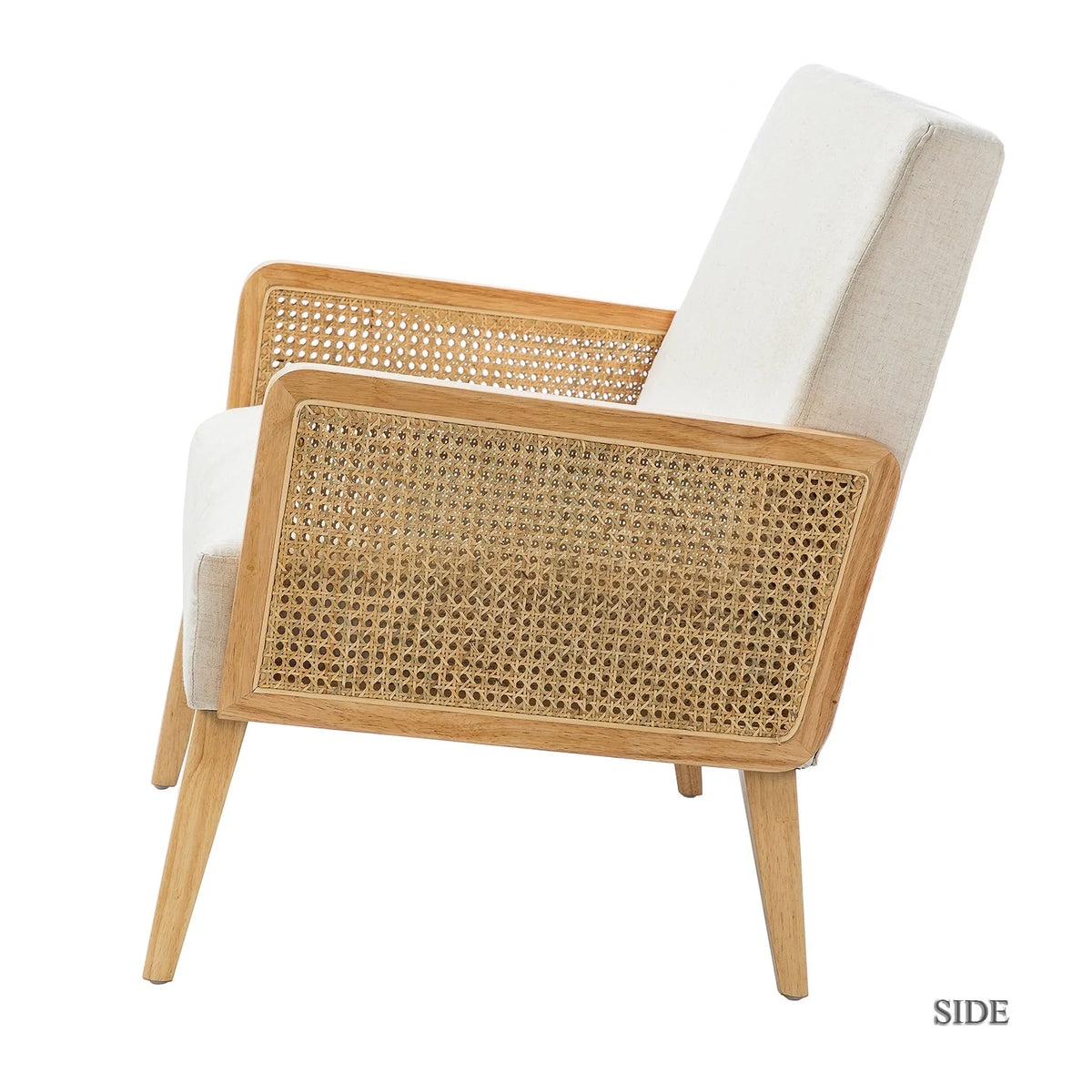 43" Solid Wood Upholstered Loveseat with Rattan Arms S8002